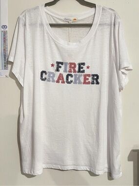C&C California White 'Fire Cracker' Graphic Tee Size 2X